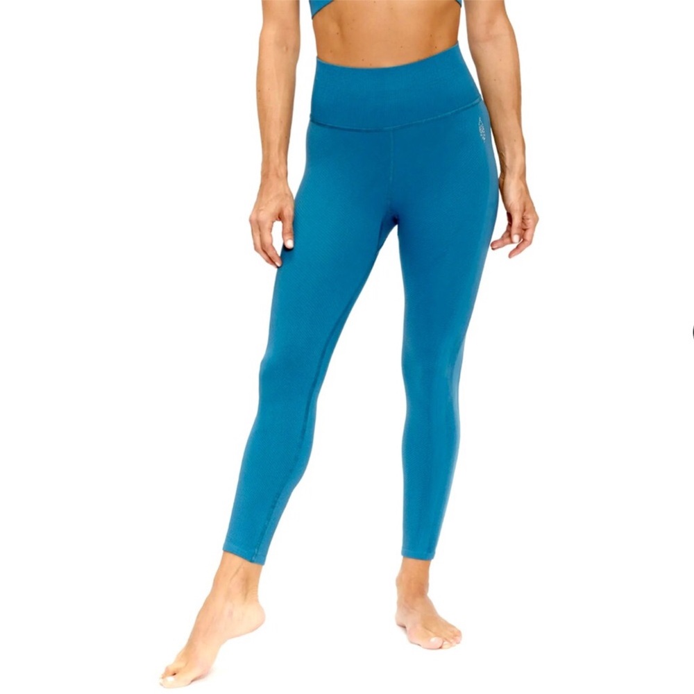 Free People Movement Leggings Turquoise Ribbed Free Throw Yoga Athleisure Small